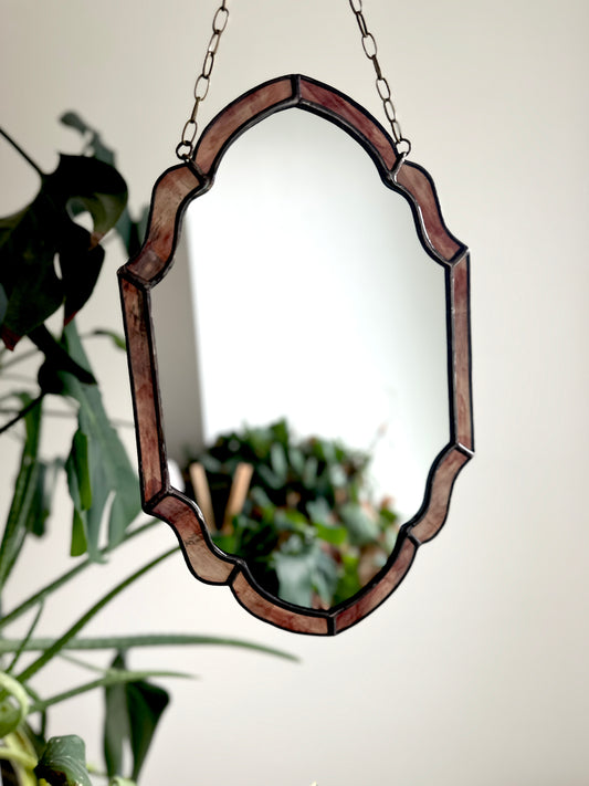 Nouveau Reflection - Stained Glass Framed Mirror