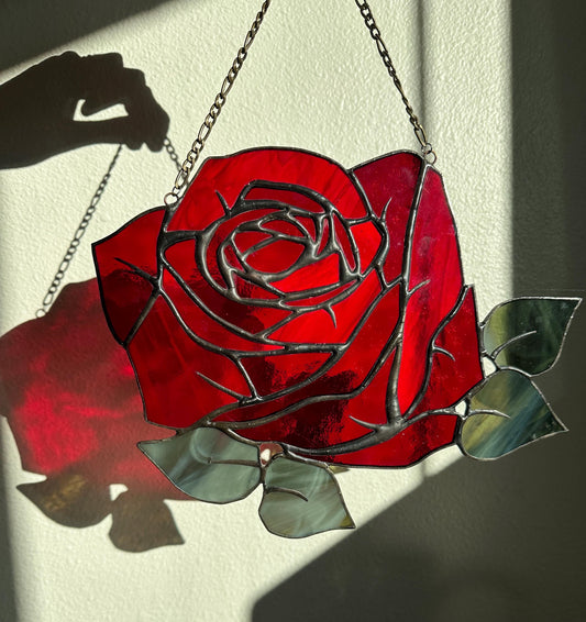 Eternal Bloom - Stained Glass Rose Suncatcher