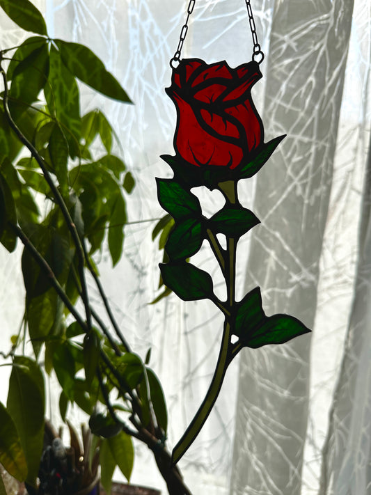 Amor Eternal - Stained Glass Rose Suncatcher