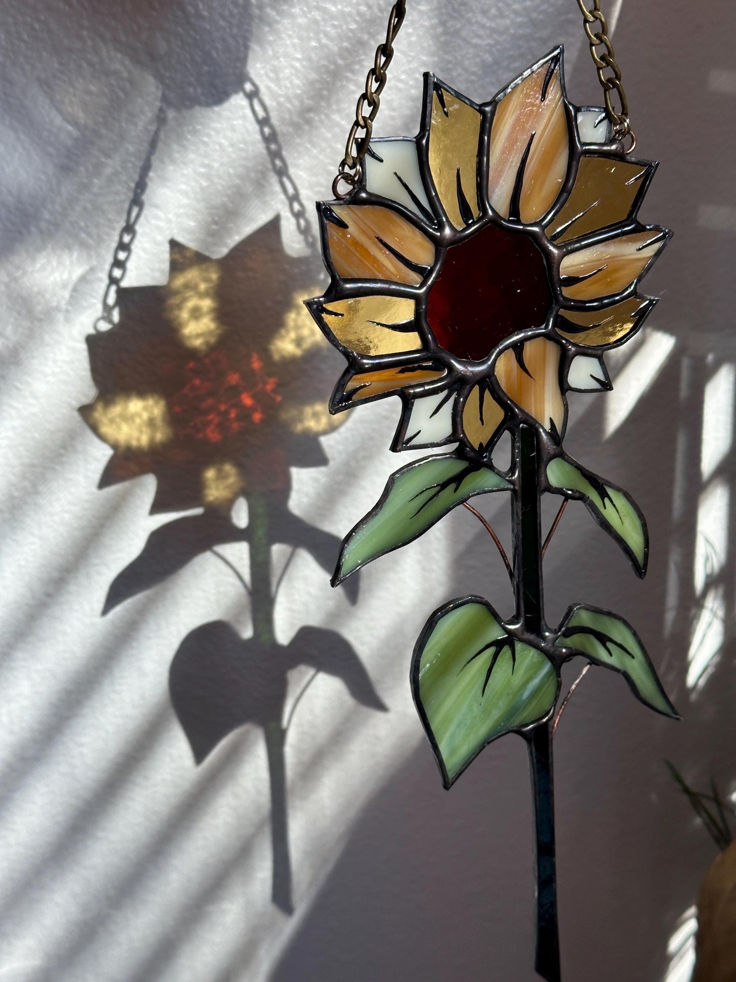 Solar Reverie - Stained Glass Sunflower Botanical Suncatcher