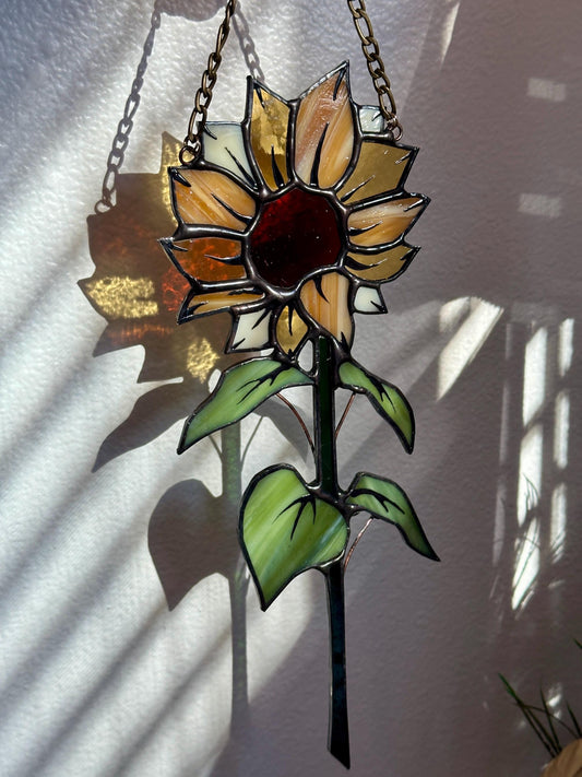 Solar Reverie - Stained Glass Sunflower Botanical Suncatcher