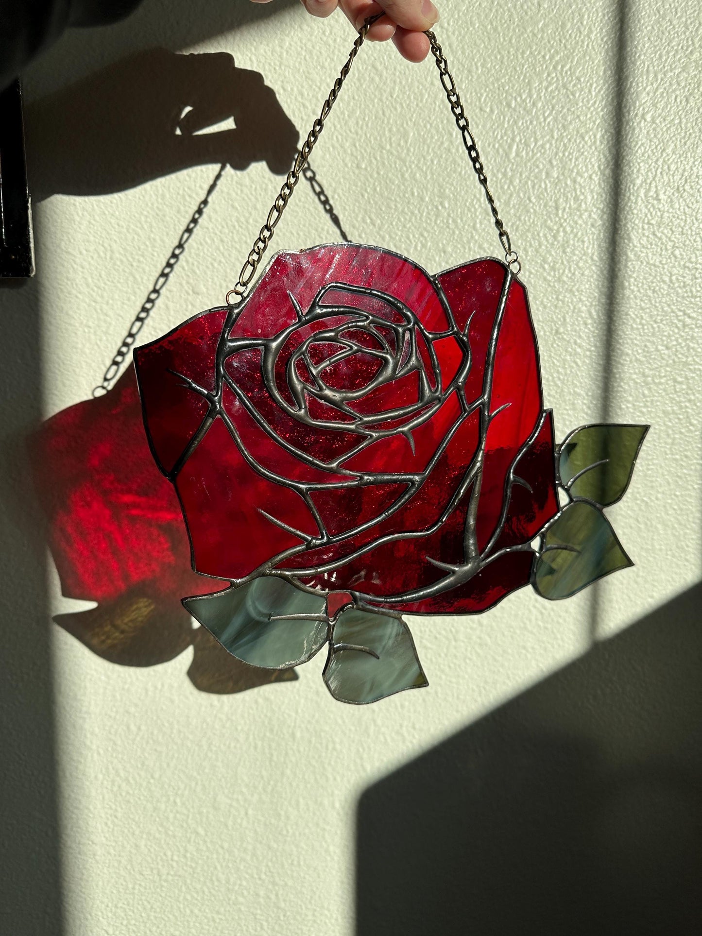 Eternal Bloom - Stained Glass Rose Suncatcher