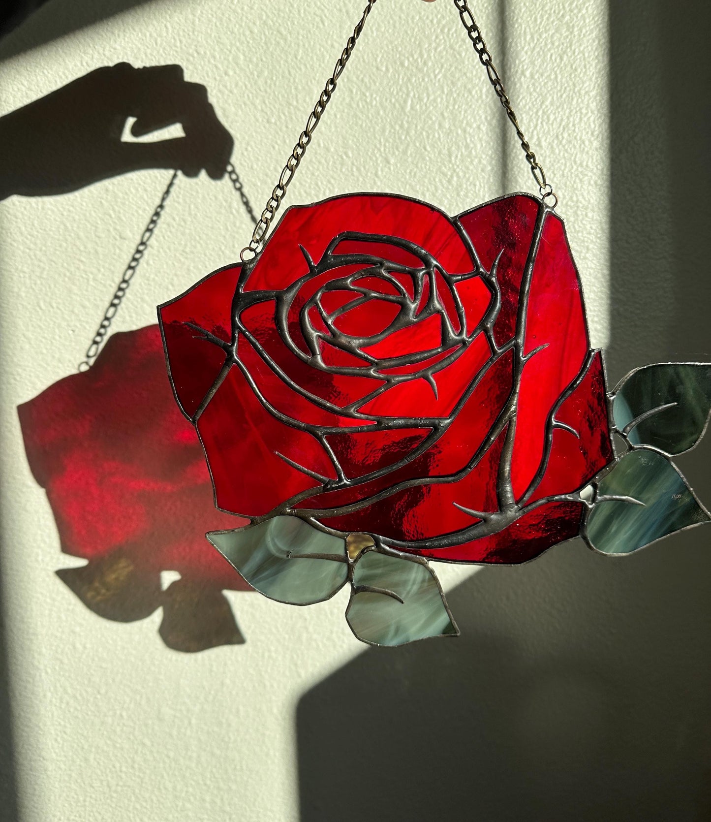 Eternal Bloom - Stained Glass Rose Suncatcher