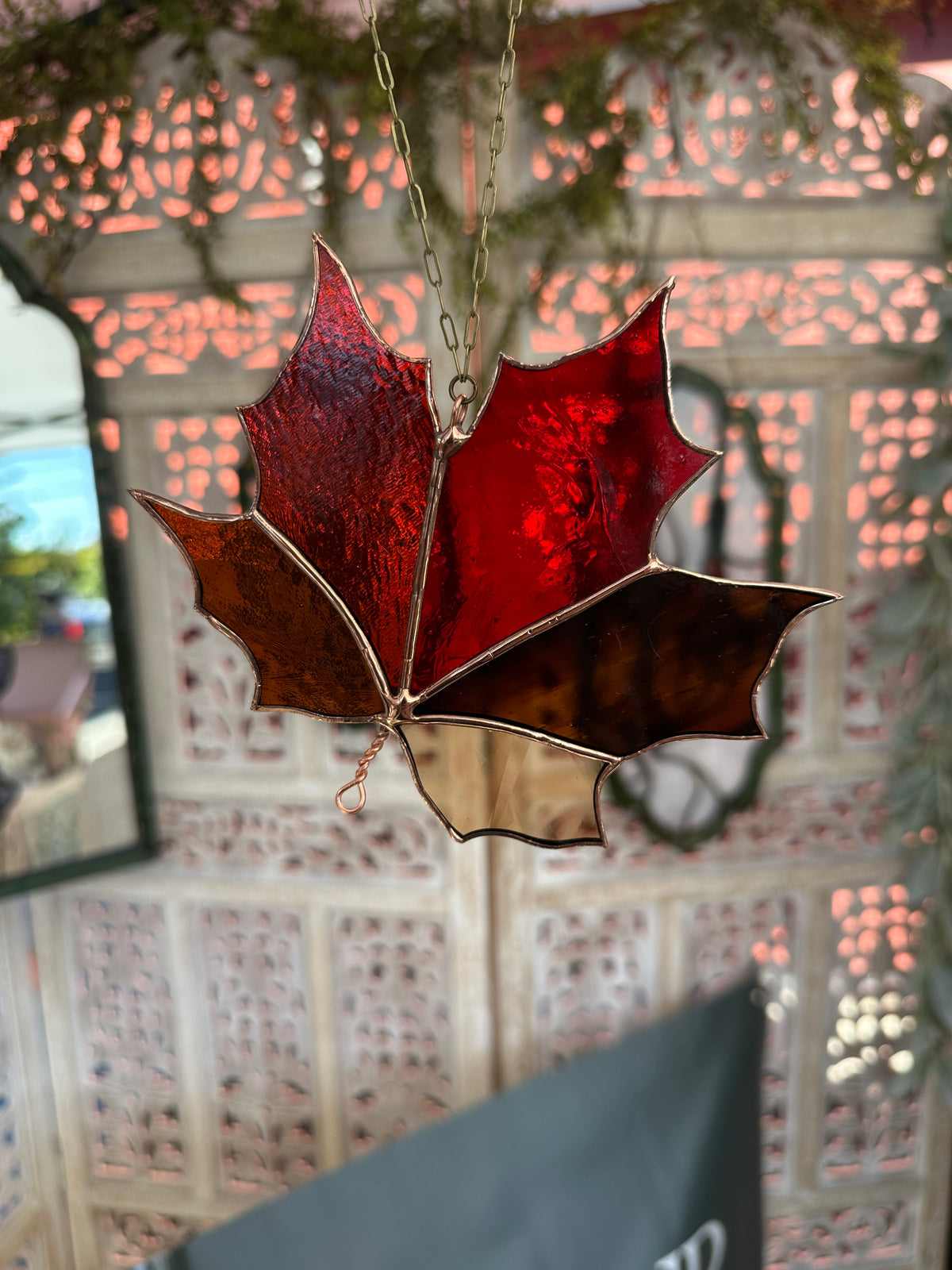 Turning Season - Autumn Leaf Stained Glass Sun Catcher