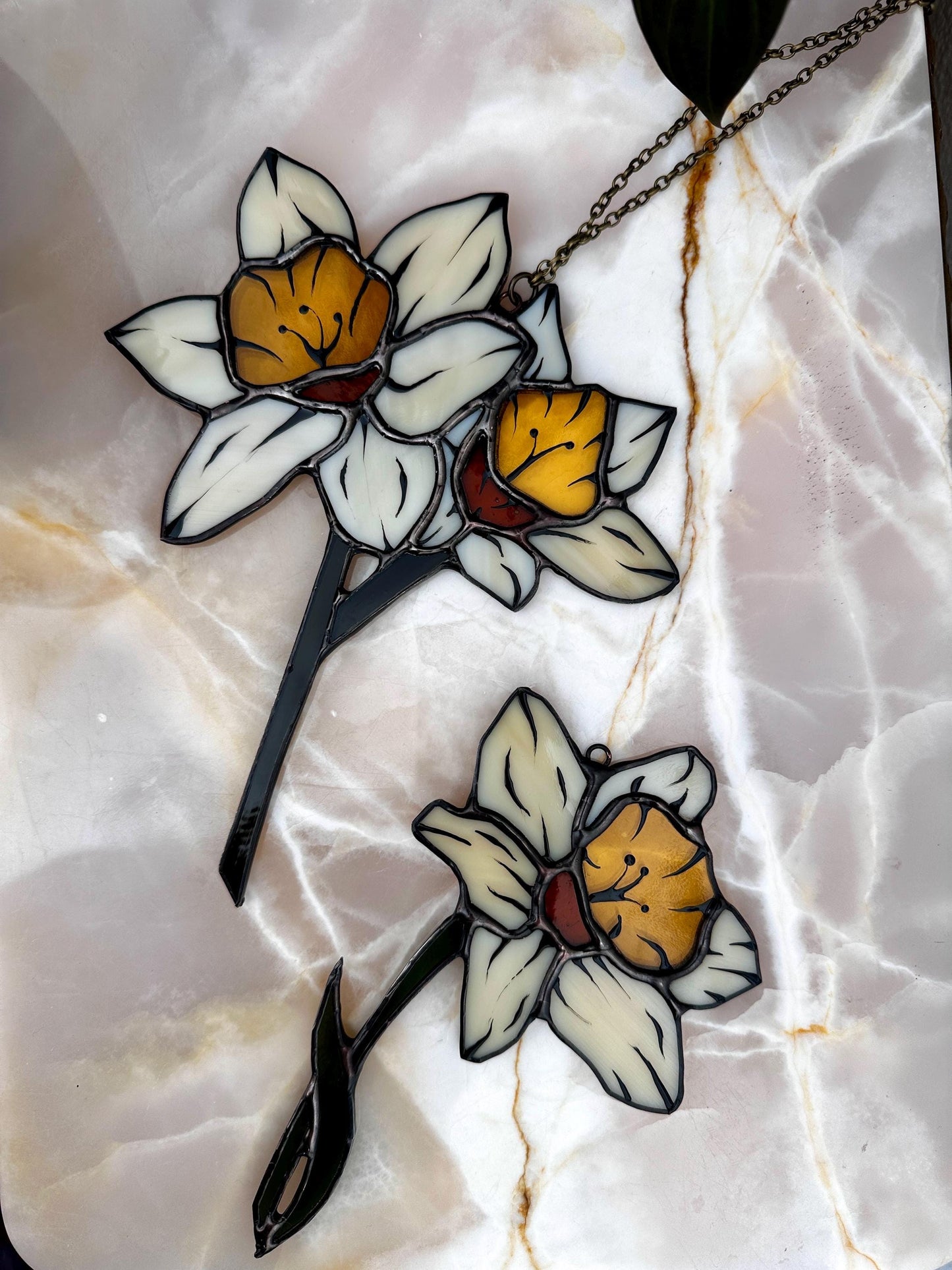 Little Herald - Stained Glass Daffodil Botanical Suncatcher