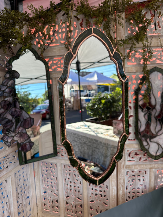 Nouveau Reflection - Stained Glass Framed Mirror
