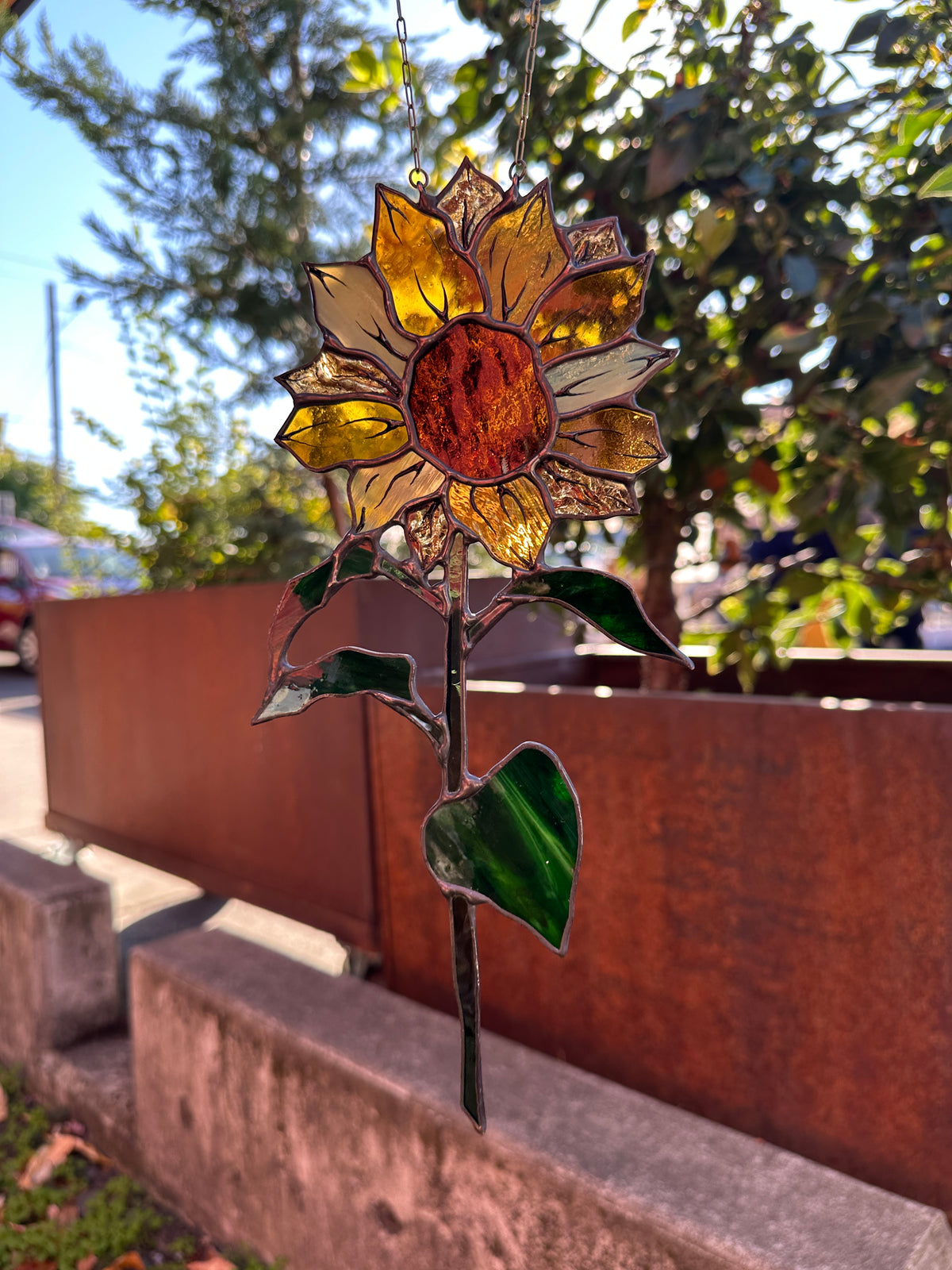 Golden Devotion - Sunflower Stained Glass Sun Catcher