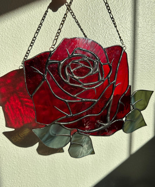 Eternal Bloom - Stained Glass Rose Suncatcher