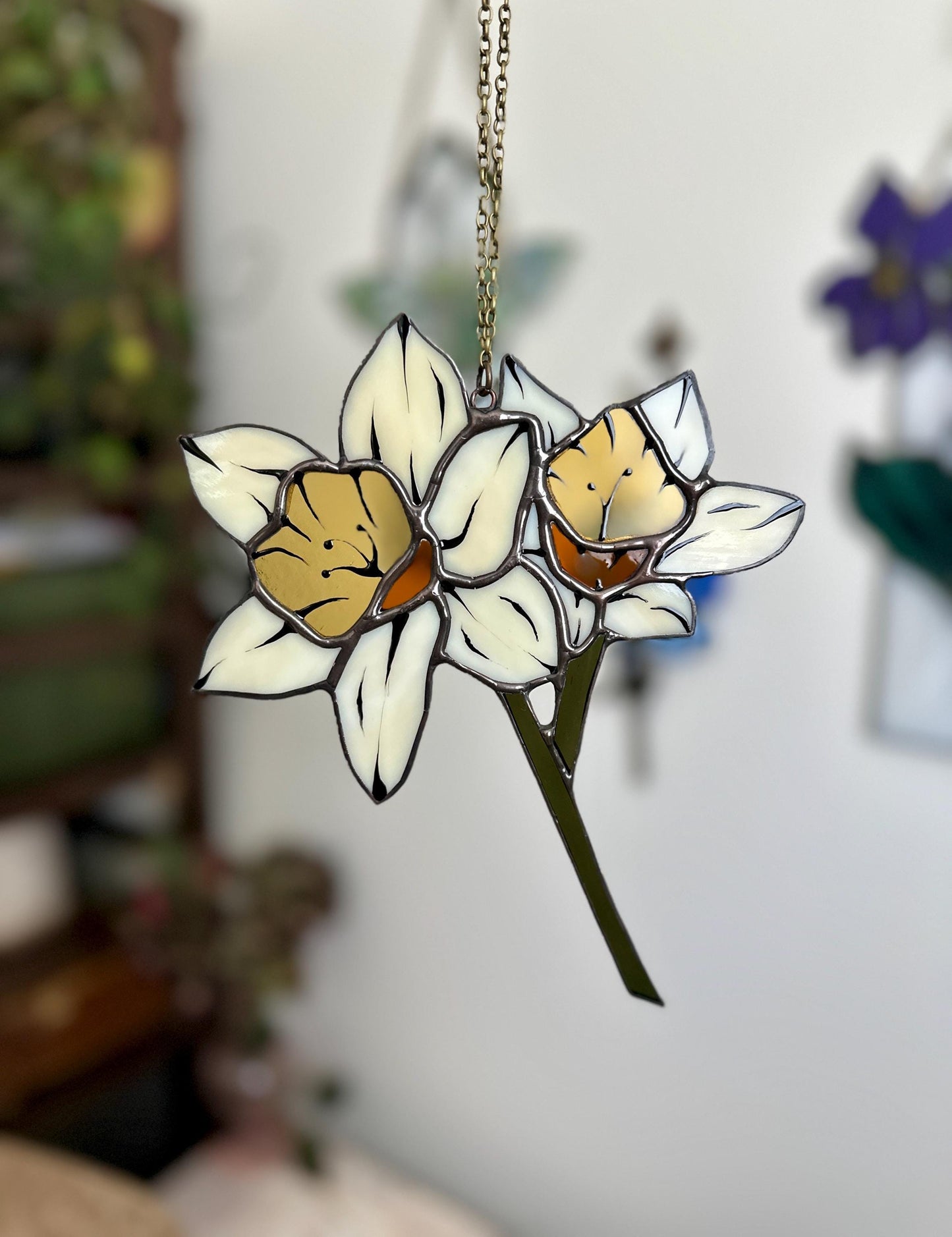 Little Herald - Stained Glass Daffodil Botanical Suncatcher