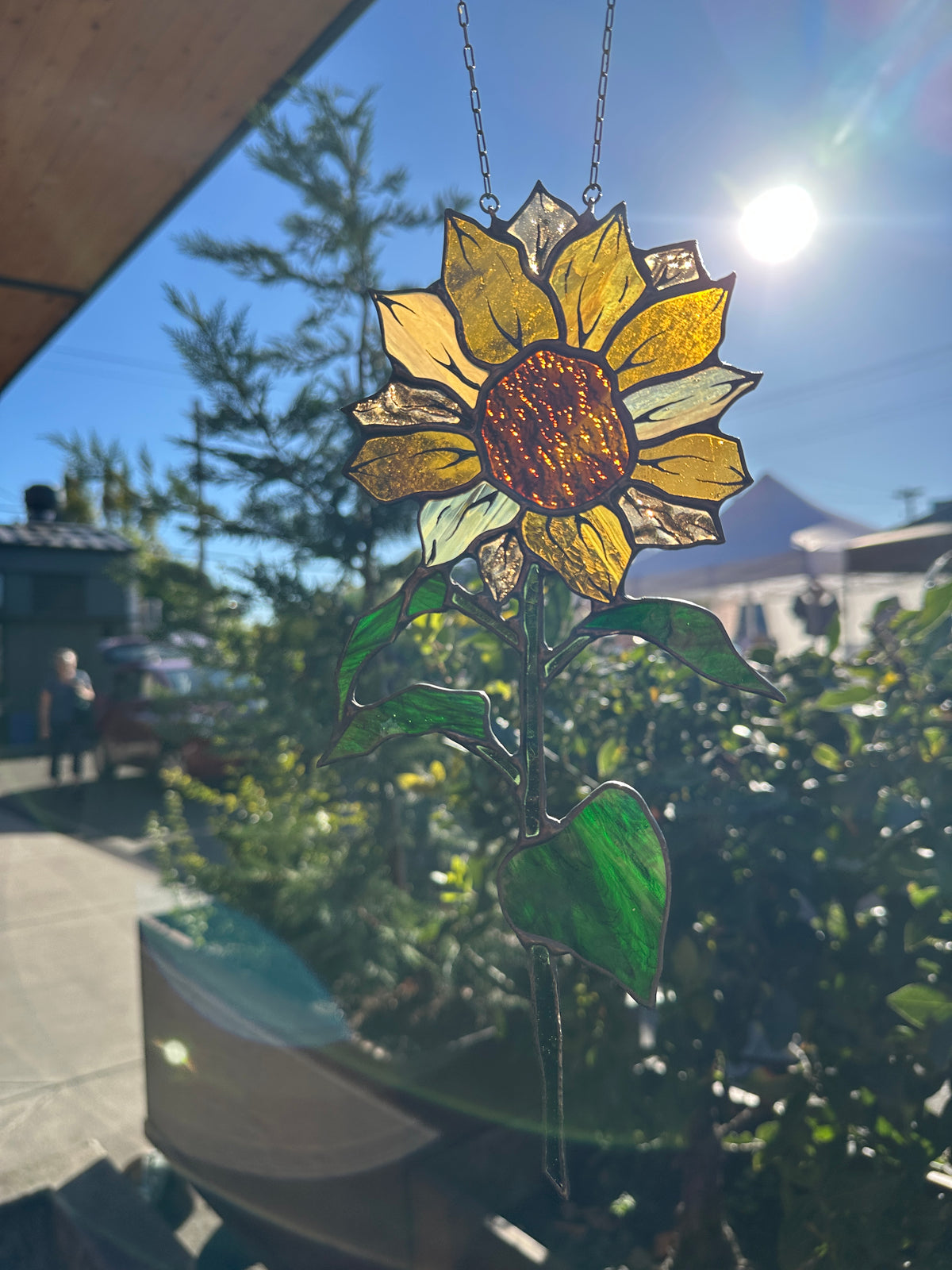 Golden Devotion - Sunflower Stained Glass Sun Catcher