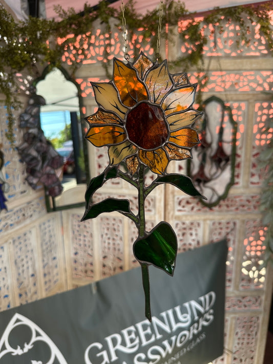 Golden Devotion - Sunflower Stained Glass Sun Catcher