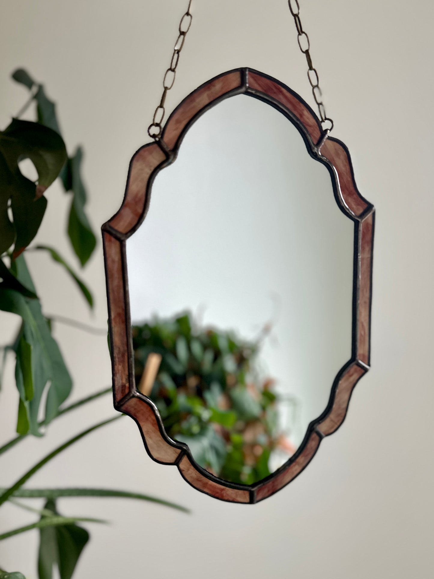 Nouveau Reflection - Stained Glass Framed Mirror