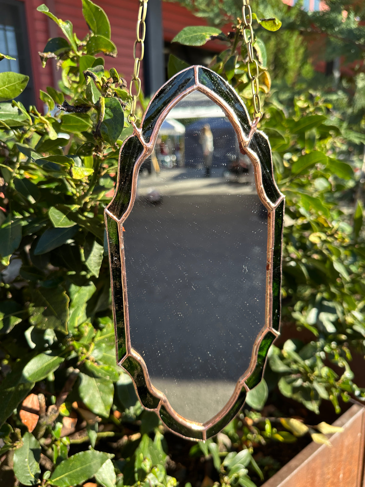 Nouveau Reflection - Stained Glass Framed Mirror