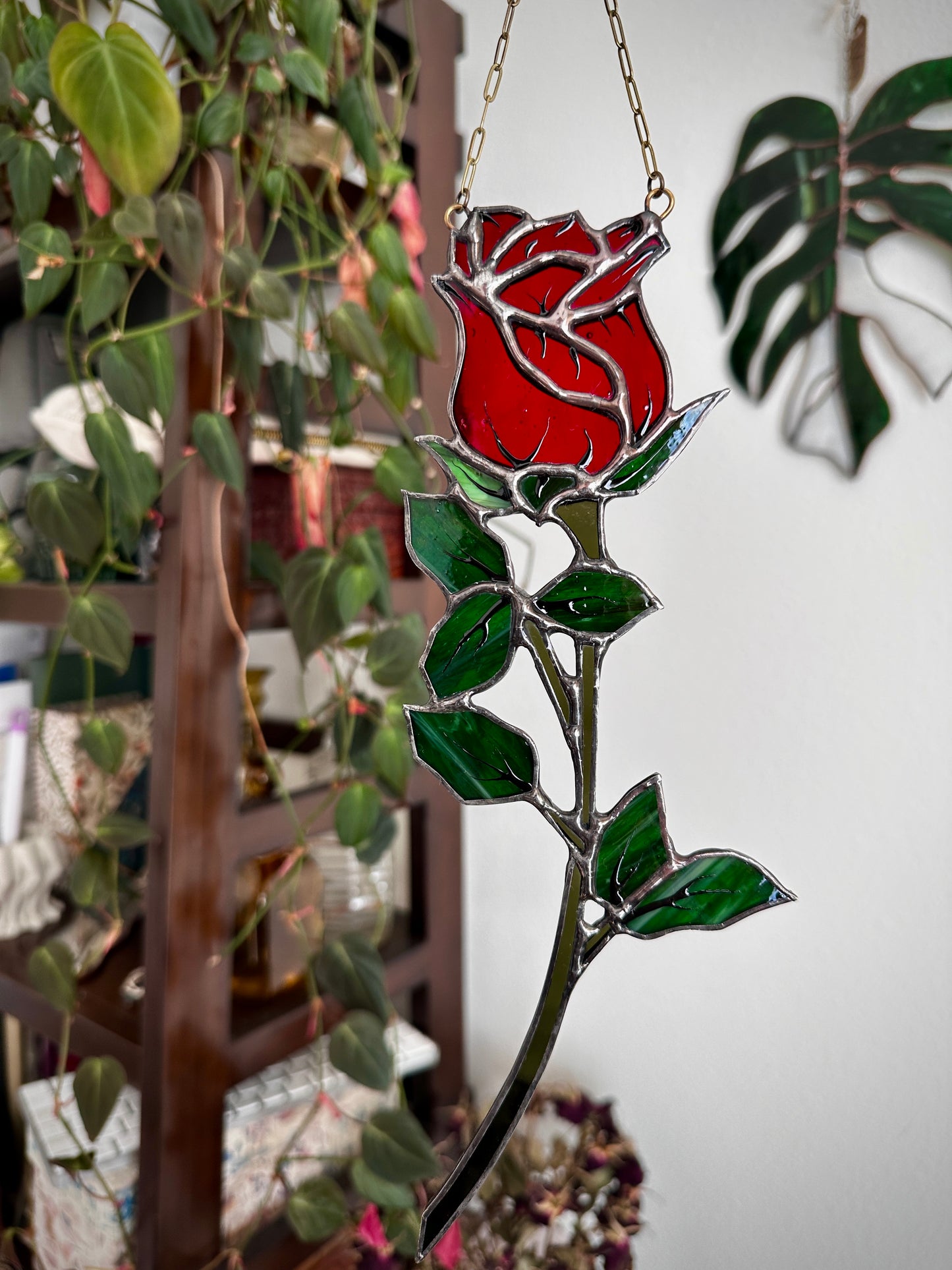 Amor Eternal - Stained Glass Rose Suncatcher
