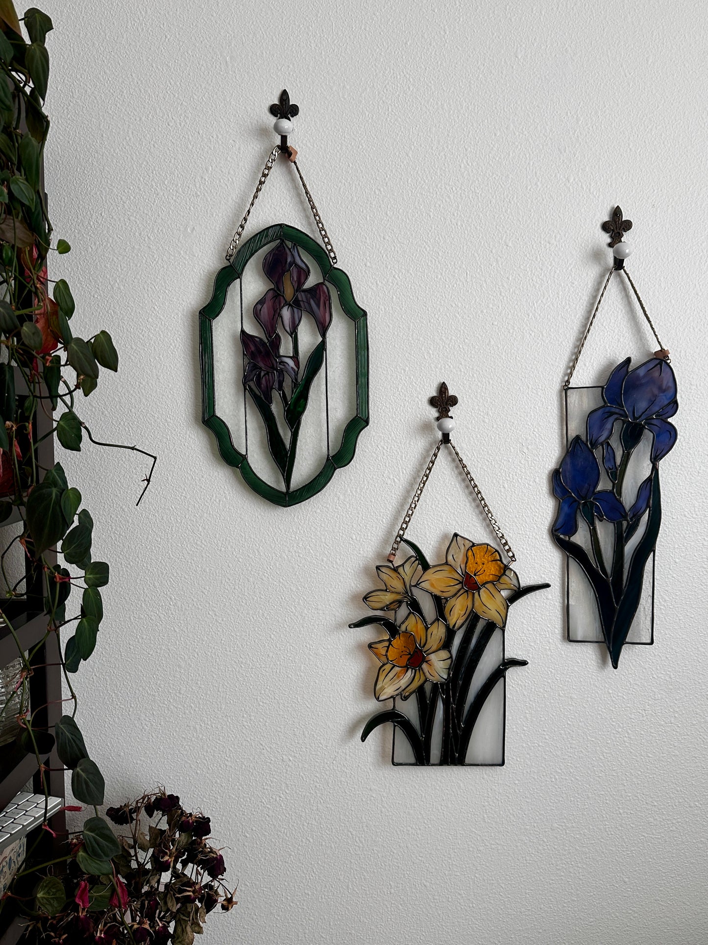 First to Bloom - Daffodil Stained Glass Panel