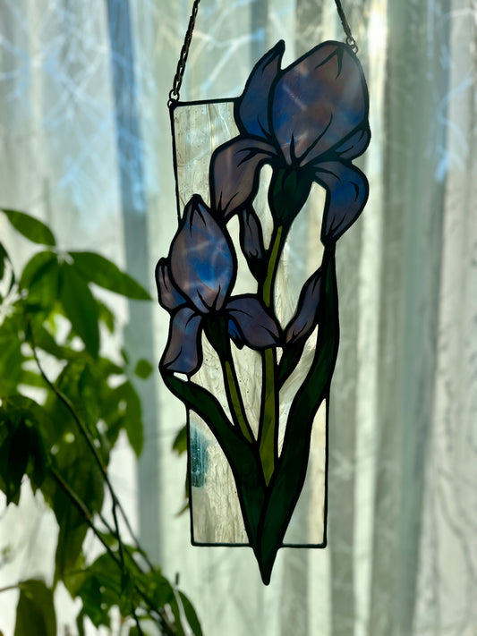 Threshold of Dawn - Stained Glass Iris Sun Catcher