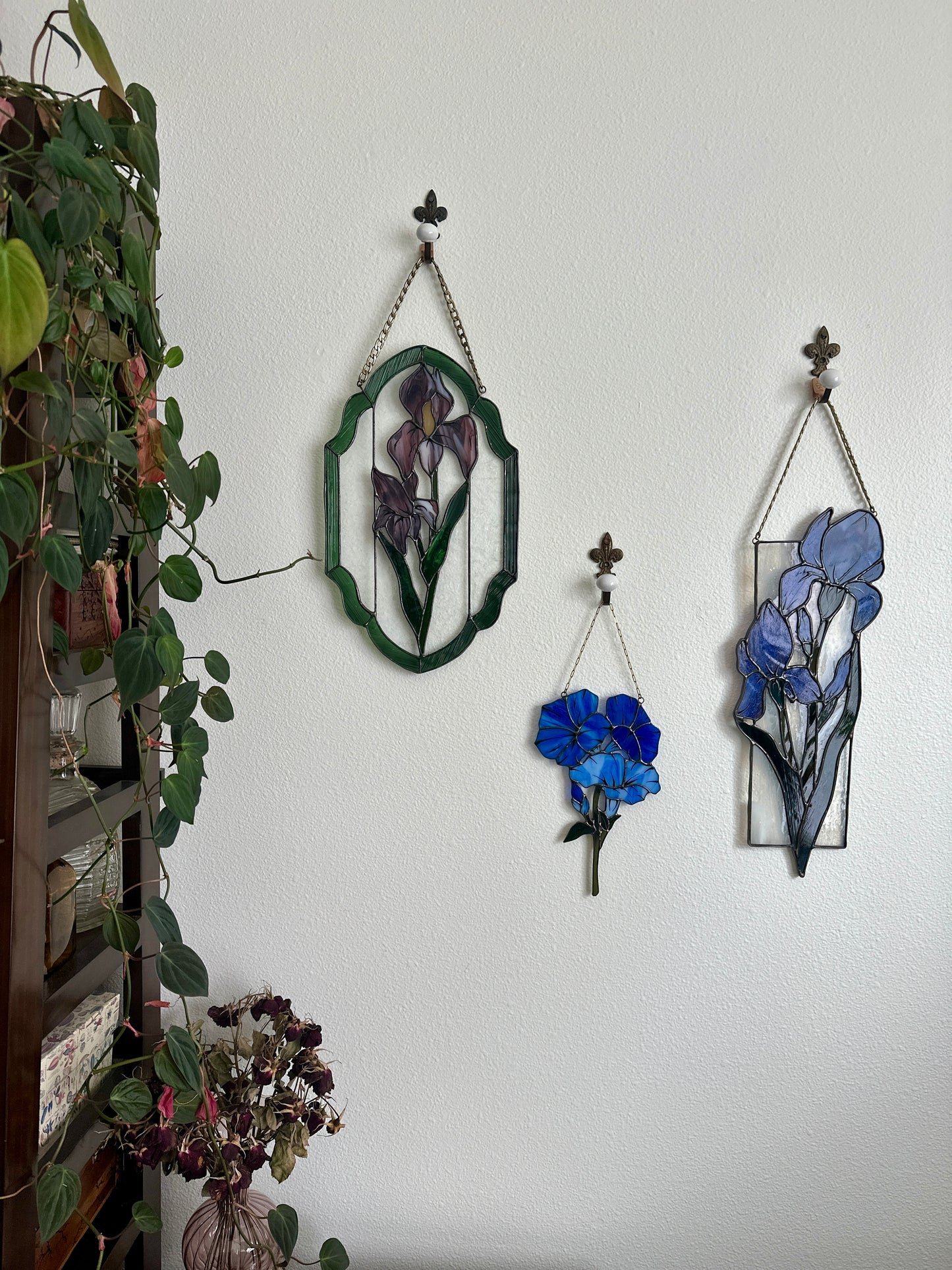 Of Morning and Memory - Stained Glass Morning Glory Suncatcher