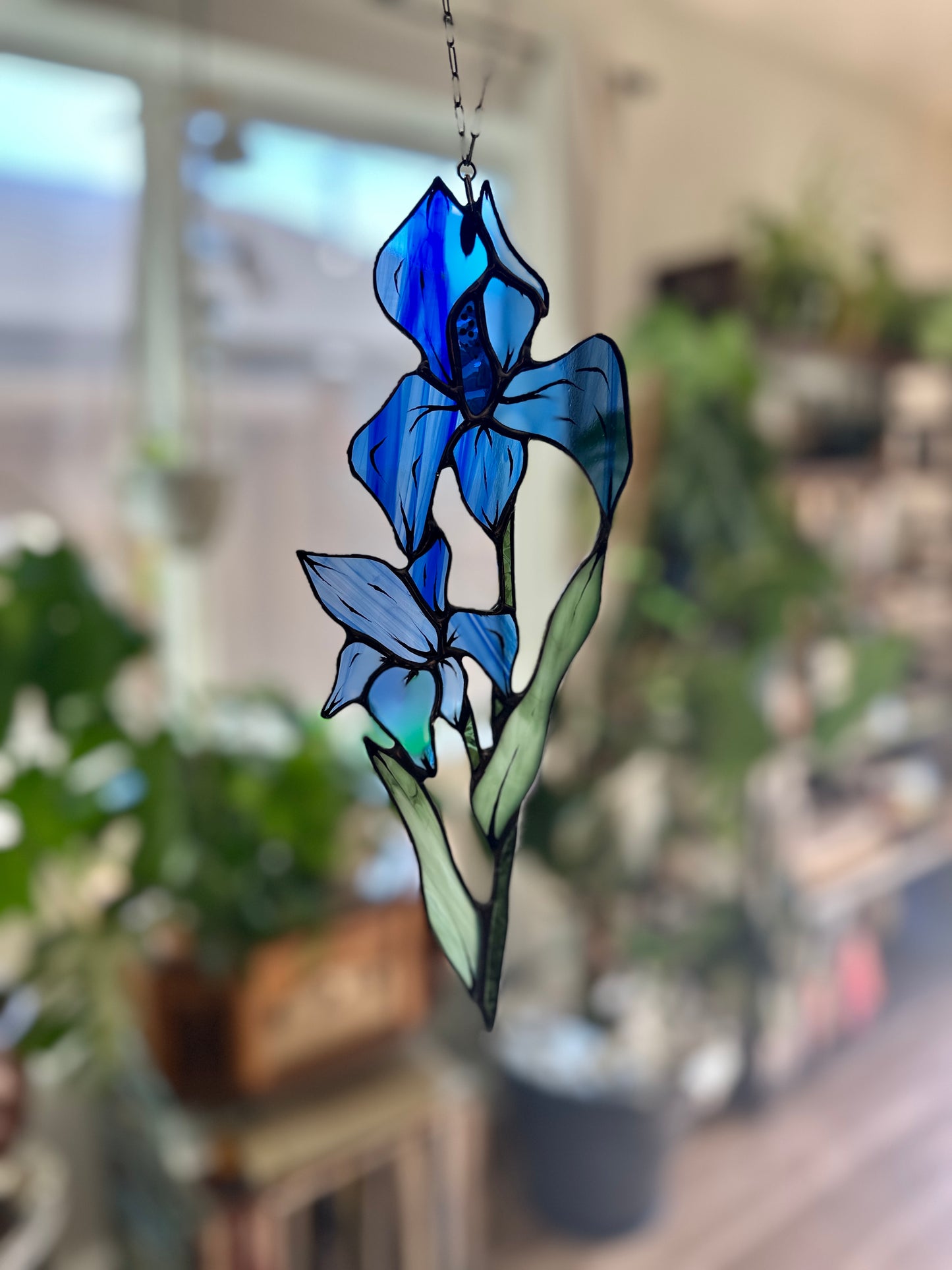 Cobalt Between Worlds - Stained Glass Iris Sun Catcher