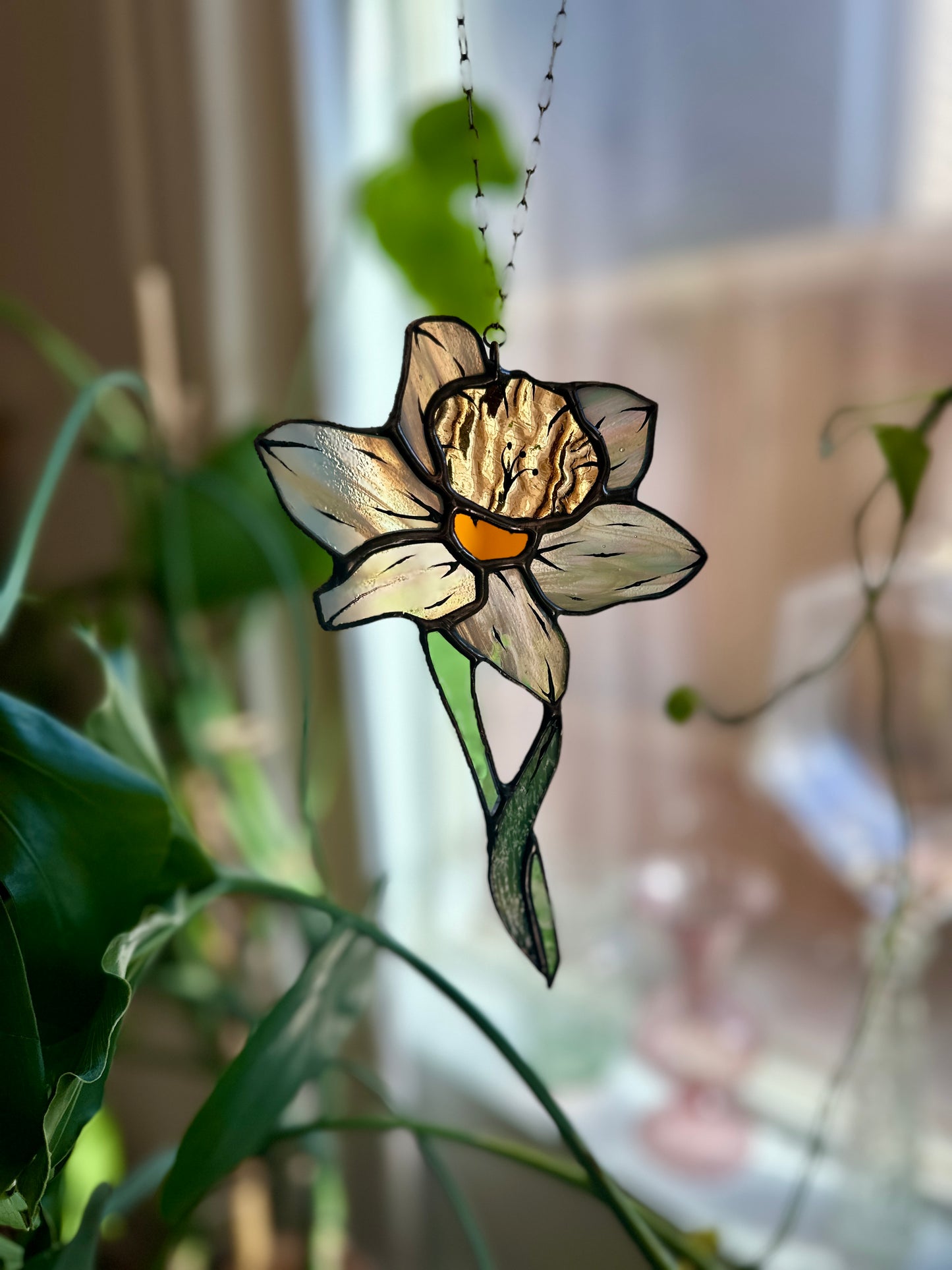 Tiny Herald - Stained Glass Daffodil Sun Catcher