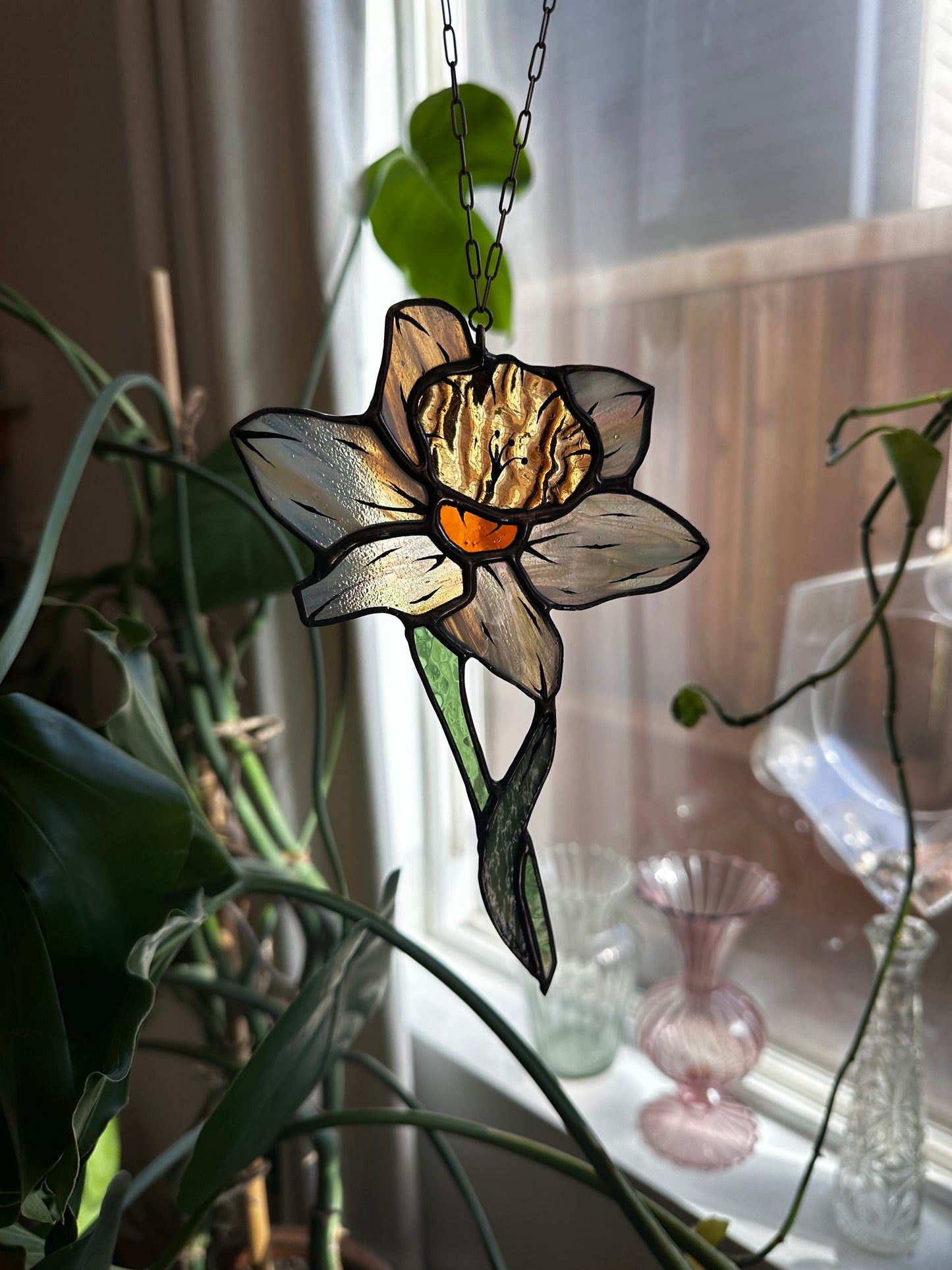 Tiny Herald - Stained Glass Daffodil Sun Catcher