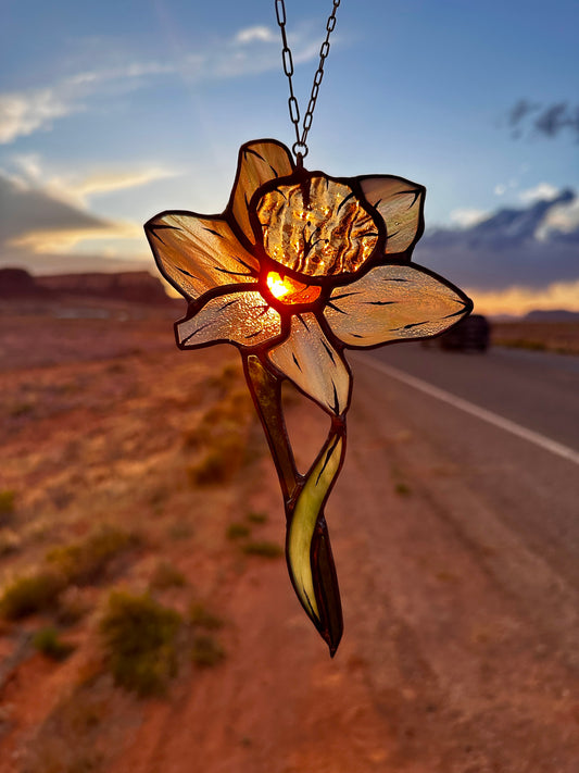 Tiny Herald - Stained Glass Daffodil Sun Catcher