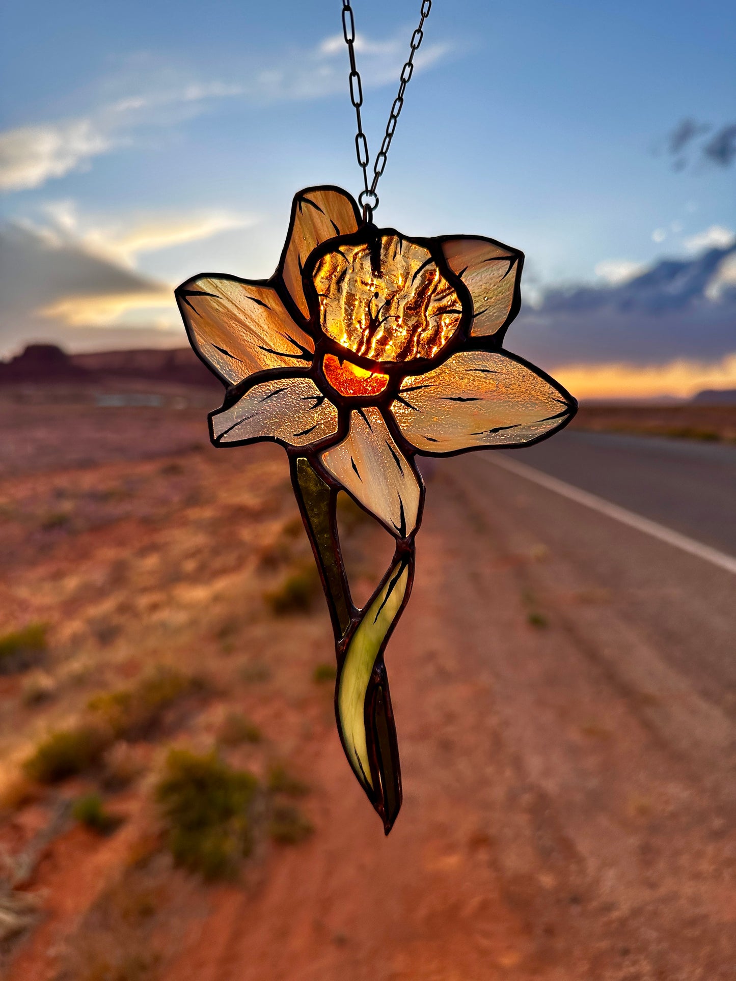 Tiny Herald - Stained Glass Daffodil Sun Catcher