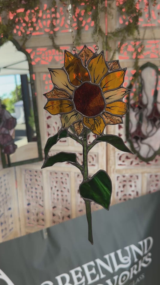 Golden Devotion - Sunflower Stained Glass Sun Catcher