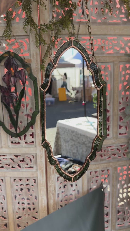 Nouveau Reflection - Stained Glass Framed Mirror