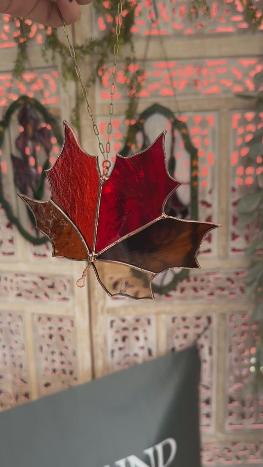 Turning Season - Autumn Leaf Stained Glass Sun Catcher