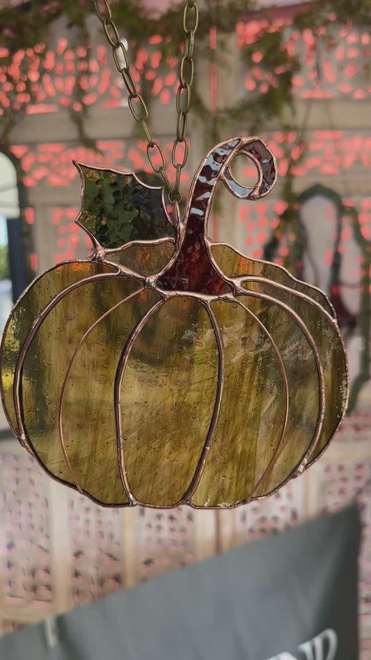 Autumn Harvest - Stained Glass Pumpkin Suncatcher